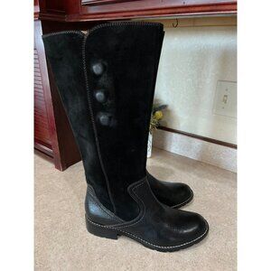 Sofft Bergamo Black Leather & Suede Knee-High Boots With Button Accents Size 10